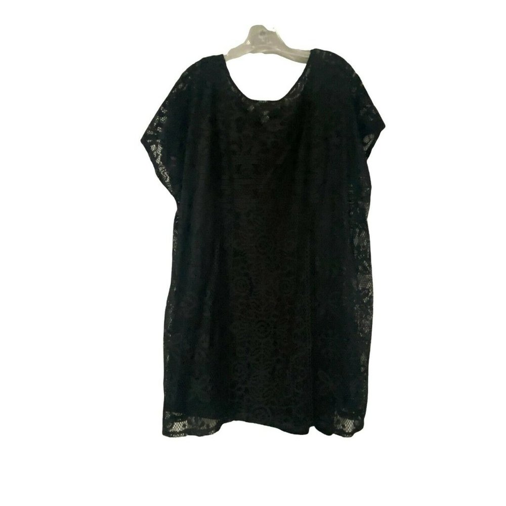 Catherine's Summer Top 2X 22/24W Gorgeous Top Black Lined‎ Overlay